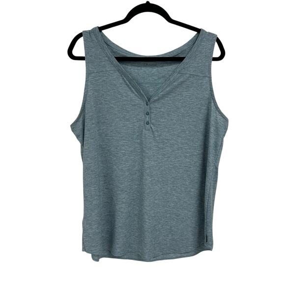 Eddie Bauer Blue V Neck Sleeveless Button Front Tank Top Womens Size XL - Picture 1 of 7